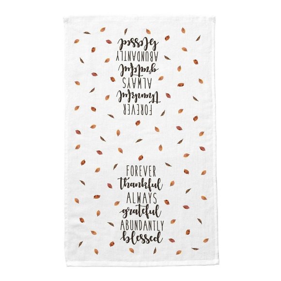 Blessed Wreath Always Grateful Kitchen Towels Set Potholder Oven Mitt 5-Piece - Picture 4 of 6